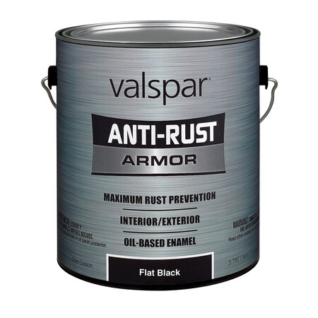 Valspar Interior/Exterior Paint, Flat, Oil Base, Black, 1 gal 044.0021826.007